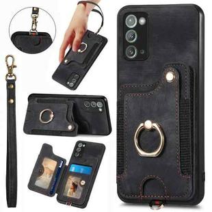 For Samsung Galaxy Note20 Retro Skin-feel Ring Multi-card Wallet Phone Case(Black)