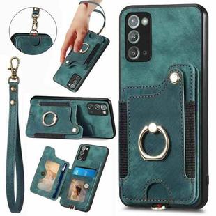 For Samsung Galaxy Note20 Retro Skin-feel Ring multi-card Wallet Phone Case(Green)