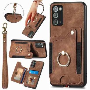 For Samsung Galaxy Note20 Retro Skin-feel Ring multi-card Wallet Phone Case(Brown)