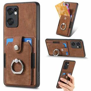 For OPPO Find X5 Lite Retro Skin-feel Ring Multi-card Wallet Phone Case(Brown)