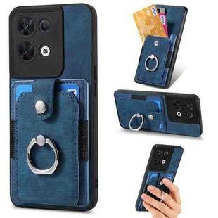 For OPPO Reno8  Retro Skin-feel Ring Multi-card Wallet Phone Case(Blue)