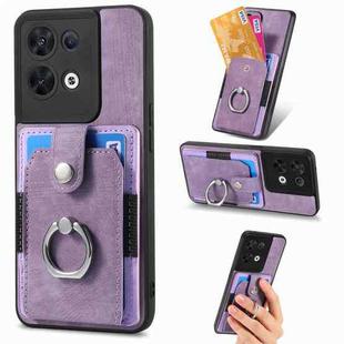 For OPPO Reno8  Retro Skin-feel Ring Multi-card Wallet Phone Case(Purple)