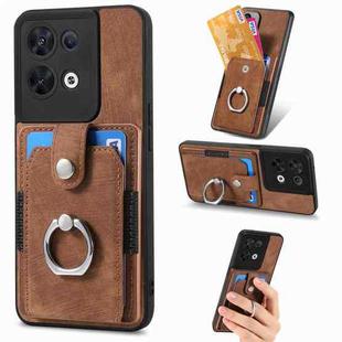 For OPPO Reno8  Retro Skin-feel Ring Multi-card Wallet Phone Case(Brown)