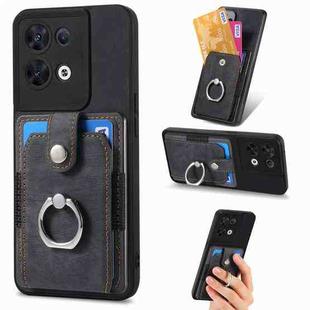 For OPPO Reno8  Retro Skin-feel Ring Multi-card Wallet Phone Case(Black)