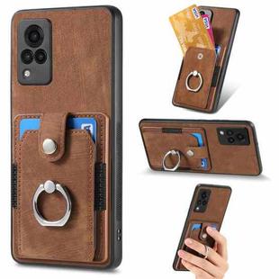 For vivo V21 5G Retro Skin-feel Ring Multi-card Wallet Phone Case(Brown)