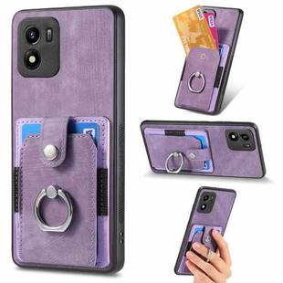 For vivo Y01 Retro Skin-feel Ring Multi-card Wallet Phone Case(Purple)