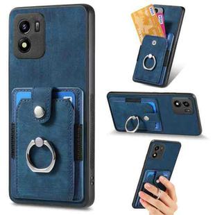 For vivo Y55 Retro Skin-feel Ring Multi-card Wallet Phone Case(Blue)