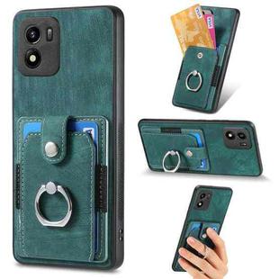 For vivo Y55 Retro Skin-feel Ring Multi-card Wallet Phone Case(Green)