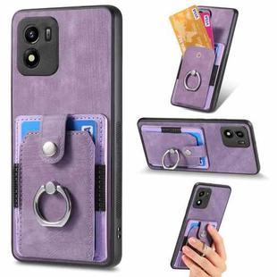 For vivo Y55 Retro Skin-feel Ring Multi-card Wallet Phone Case(Purple)