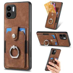 For Xiaomi Redmi A1 Retro Skin-feel Ring Card Wallet Phone Case(Brown)