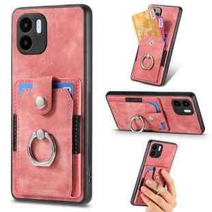 For Xiaomi Redmi A1 Retro Skin-feel Ring Card Wallet Phone Case(Pink)