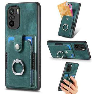 For Xiaomi Redmi K40 Retro Skin-feel Ring Card Wallet Phone Case(Green)