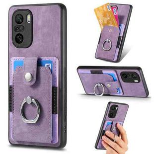 For Xiaomi Redmi K40 Retro Skin-feel Ring Card Wallet Phone Case(Purple)