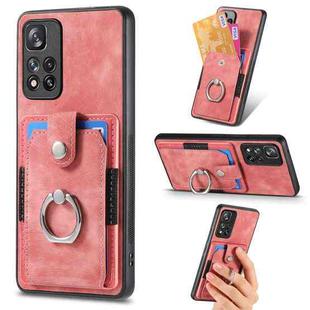 For Xiaomi Redmi Note 11 Pro+ Retro Skin-feel Ring Card Wallet Phone Case(Pink)