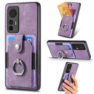 For Xiaomi 12 Lite Retro Skin-feel Ring Card Wallet Phone Case(Purple)