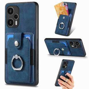 For Xiaomi Poco F5 Retro Skin-feel Ring Card Wallet Phone Case(Blue)