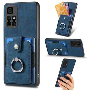 For Xiaomi Poco M4 Pro 5G Retro Skin-feel Ring Card Wallet Phone Case(Blue)