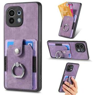 For Xiaomi Mi 11 Retro Skin-feel Ring Card Wallet Phone Case(Purple)