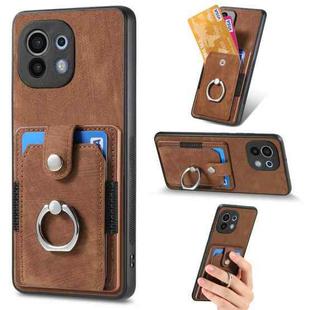 For Xiaomi Mi 11 Retro Skin-feel Ring Card Wallet Phone Case(Brown)