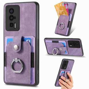 For Xiaomi Poco F5 Pro Retro Skin-feel Ring Card Wallet Phone Case(Purple)