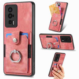 For Xiaomi Poco F5 Pro Retro Skin-feel Ring Card Wallet Phone Case(Pink)