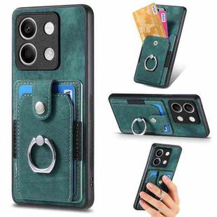 For Xiaomi Redmi Note 13 Retro Skin-feel Ring Card Wallet Phone Case(Green)