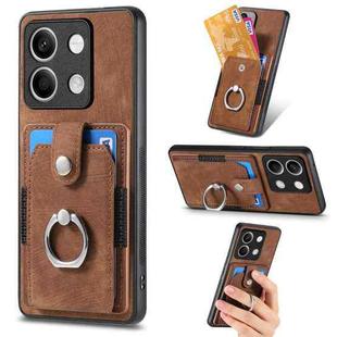 For Xiaomi Redmi Note 13 Retro Skin-feel Ring Card Wallet Phone Case(Brown)