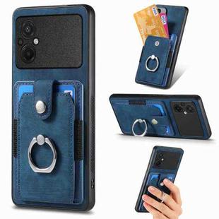 For Xiaomi Poco M5 4G Retro Skin-feel Ring Card Wallet Phone Case(Blue)