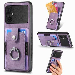 For Xiaomi Poco M5 4G Retro Skin-feel Ring Card Wallet Phone Case(Purple)