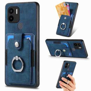 For Xiaomi Redmi A1+ Retro Skin-feel Ring Card Wallet Phone Case(Blue)