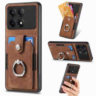 For Xiaomi Poco X6 Pro Retro Skin-feel Ring Card Wallet Phone Case(Brown)