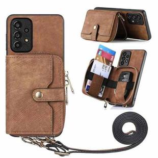 For Samsung Galaxy A13 4G Crossbody Multi-function Zipper Wallet Phone Case(Brown)