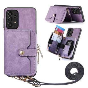 For Samsung Galaxy A13 4G Crossbody Multi-function Zipper Wallet Phone Case(Purple)