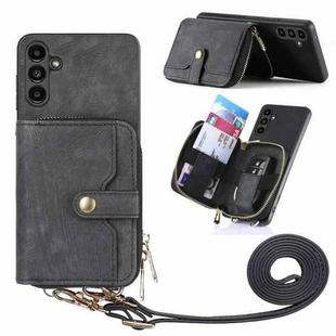 For Samsung Galaxy  A13 5G Crossbody Multi-function Zipper Wallet Phone Case(Black)