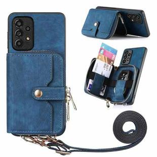 For Samsung Galaxy A33 Crossbody Multi-function Zipper Wallet Phone Case(Blue)