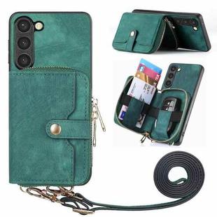 For Samsung Galaxy S23+ 5G Crossbody Multi-function Zipper Wallet Phone Case(Green)