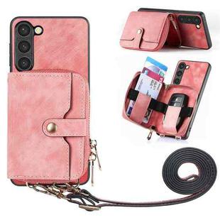 For Samsung Galaxy S23+ 5G Crossbody Multi-function Zipper Wallet Phone Case(Pink)