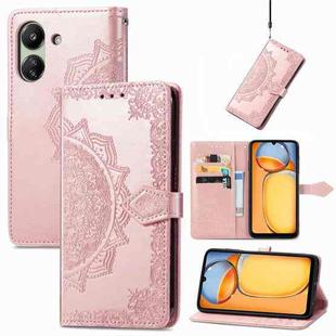 For Xiaomi Redmi 13C Mandala Flower Embossed Leather Phone Case(Rose Gold)