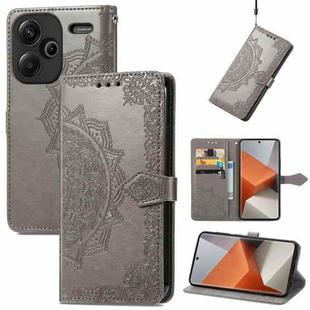 For Xiaomi Redmi Note 13 Pro+ Mandala Flower Embossed Leather Phone Case(Grey)