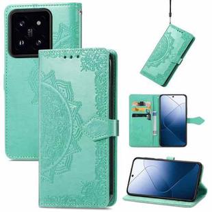 For Xiaomi 14 Pro Mandala Flower Embossed Leather Phone Case(Green)