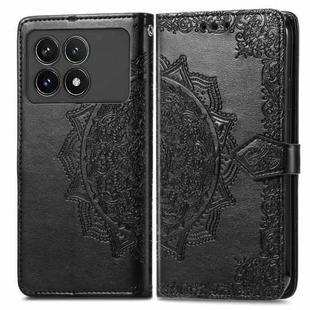 For Xiaomi Redmi K70 Pro Mandala Flower Embossed Leather Phone Case(Black)