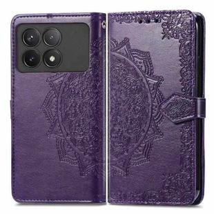 For Xiaomi Redmi K70 Mandala Flower Embossed Leather Phone Case(Purple)