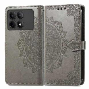 For Xiaomi Redmi K70E Mandala Flower Embossed Leather Phone Case(Grey)