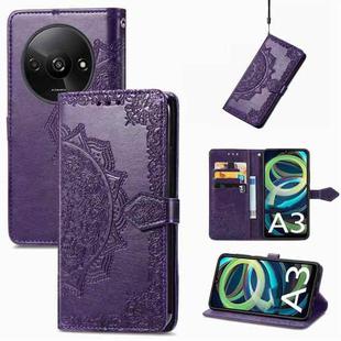 For Xiaomi Redmi A3 Mandala Flower Embossed Leather Phone Case(Purple)