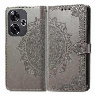 For Xiaomi Redmi Turbo 3 5G Mandala Flower Embossed Leather Phone Case(Grey)