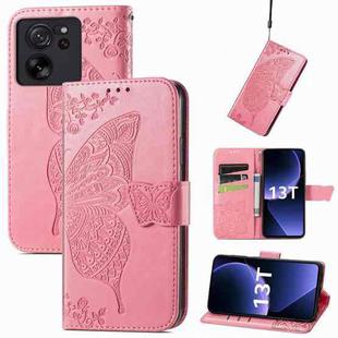 For Xiaomi Redmi K60 Ultra Butterfly Love Flower Embossed Leather Phone Case(Pink)