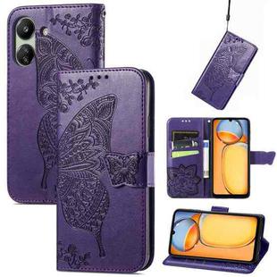 For Xiaomi Redmi 13C Butterfly Love Flower Embossed Leather Phone Case(Dark Purple)