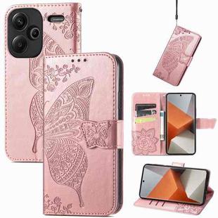 For Xiaomi Redmi Note 13 Pro+ Butterfly Love Flower Embossed Leather Phone Case(Rose Gold)