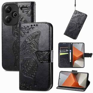 For Xiaomi Redmi Note 13 Pro+ Butterfly Love Flower Embossed Leather Phone Case(Black)