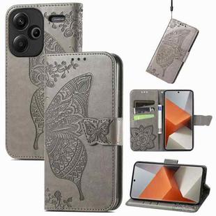 For Xiaomi Redmi Note 13 Pro+ Butterfly Love Flower Embossed Leather Phone Case(Grey)